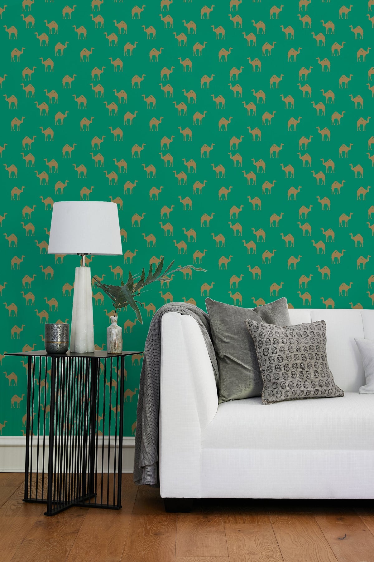 'oasis Camels' Wallpaper By Tea Collection - Emerald