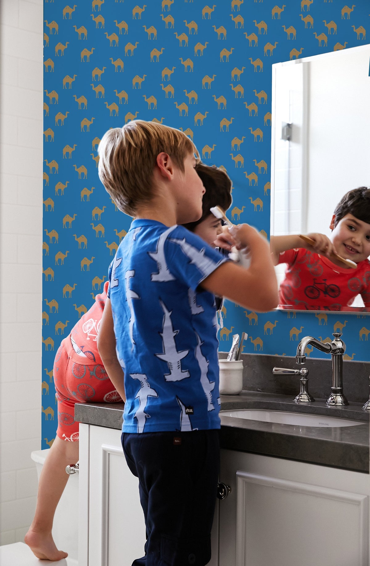 'oasis Camels' Wallpaper By Tea Collection - Azure