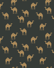 'oasis Camels' Wallpaper By Tea Collection - Charcoal