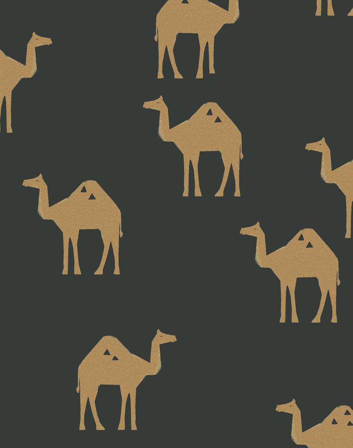 'oasis Camels' Wallpaper By Tea Collection - Charcoal