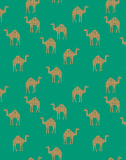 'oasis Camels' Wallpaper By Tea Collection - Emerald