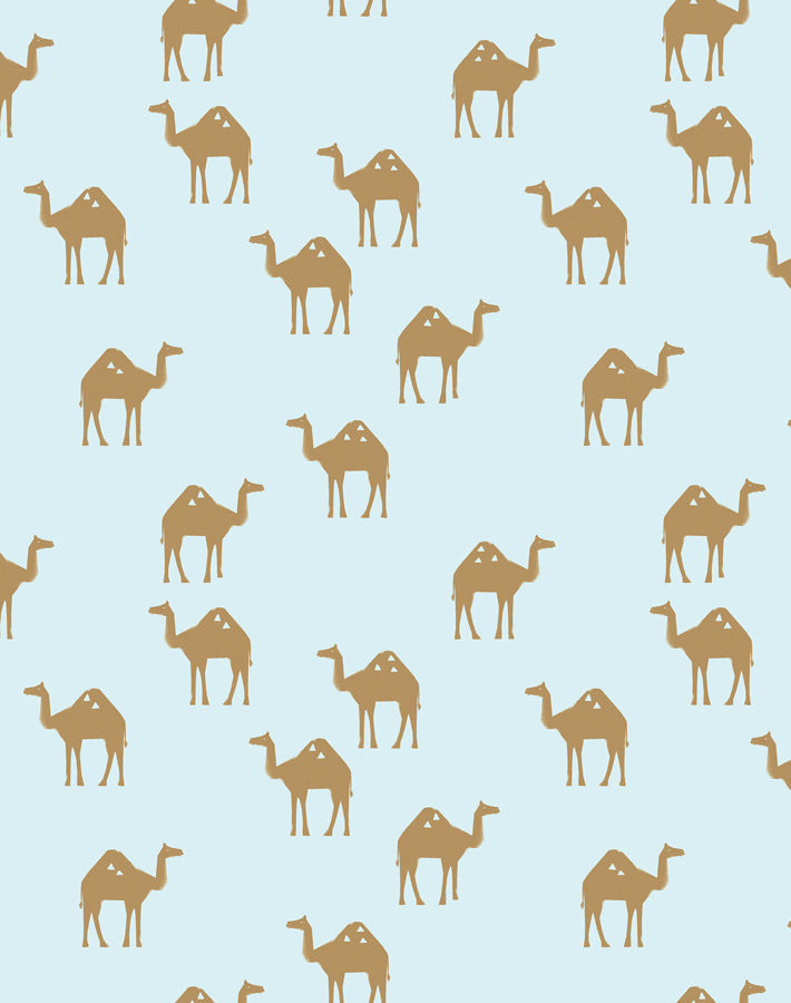 'oasis Camels' Wallpaper By Tea Collection - Pale Blue