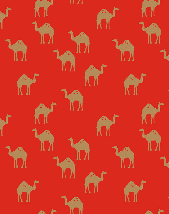 'oasis Camels' Wallpaper By Tea Collection - Red