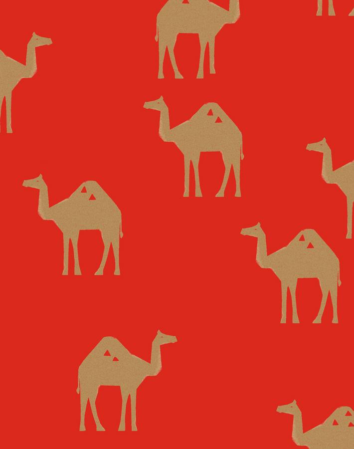 'oasis Camels' Wallpaper By Tea Collection - Red