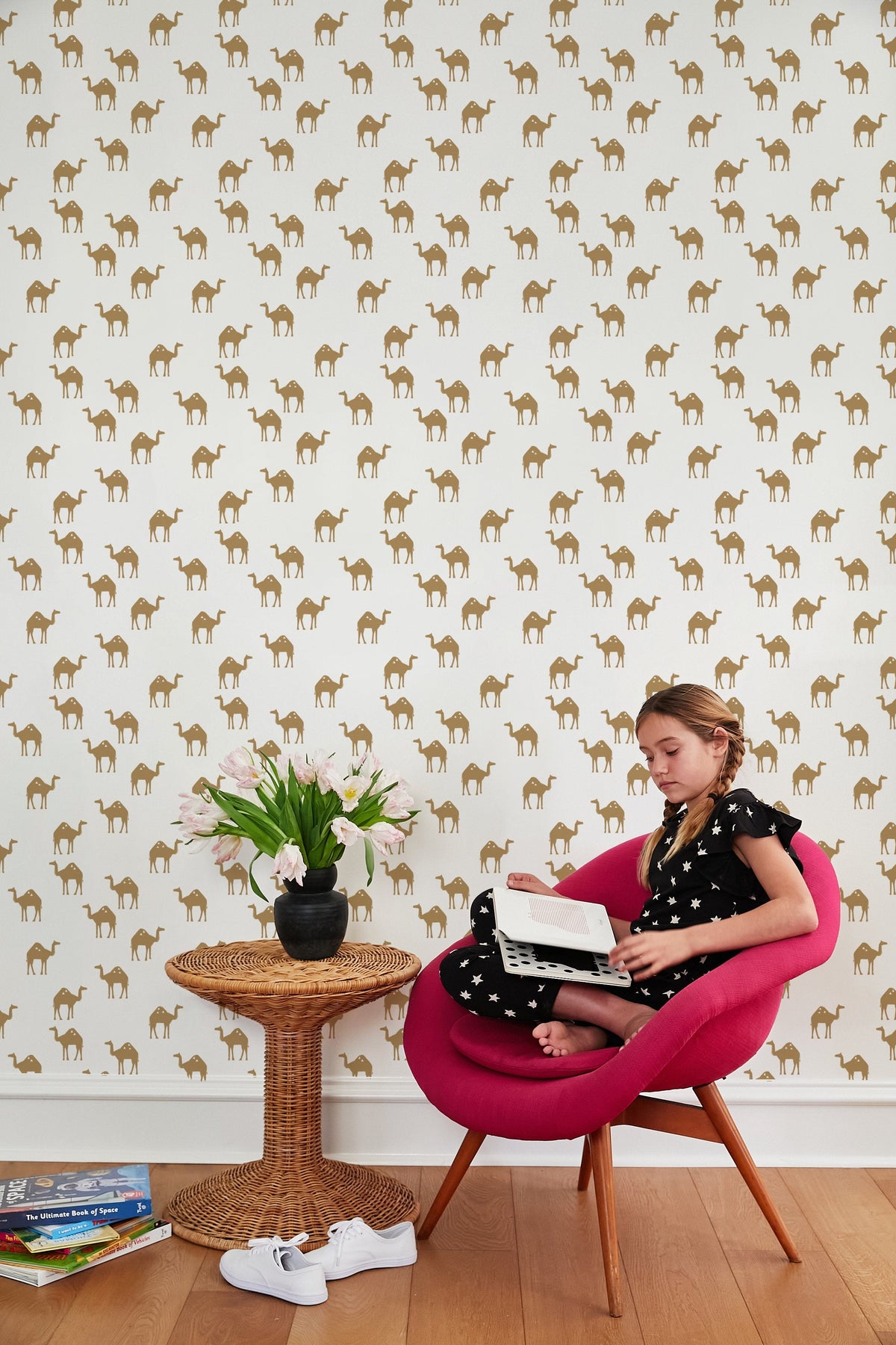 'oasis Camels' Wallpaper By Tea Collection - White