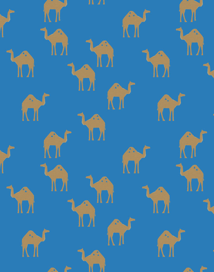 'oasis Camels' Wallpaper By Tea Collection - Azure