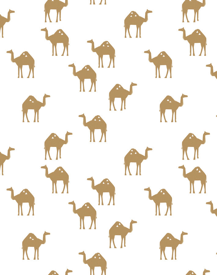 'oasis Camels' Wallpaper By Tea Collection - White