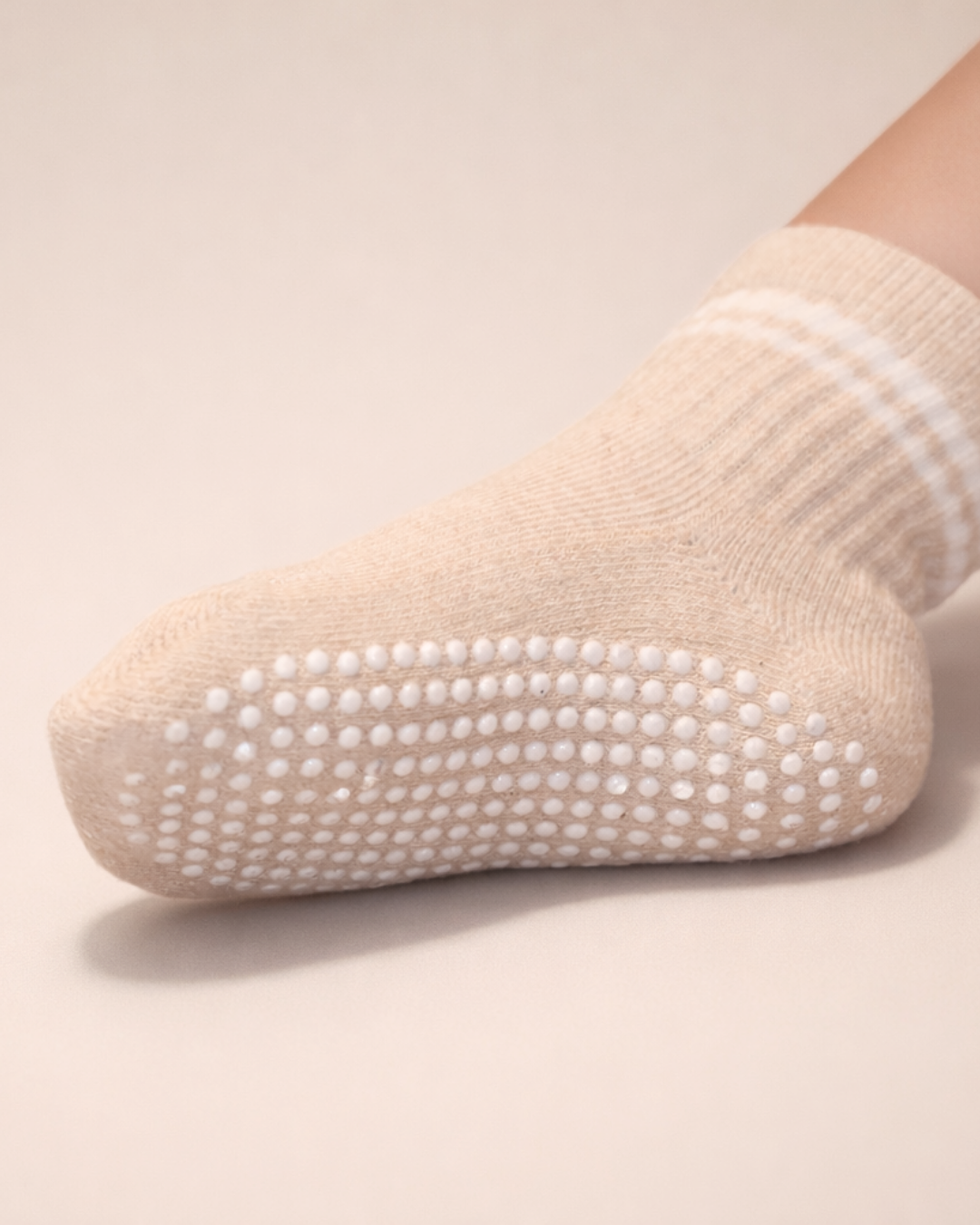 Toddler Gripper Crew Socks 4-pack (2-3t) - Oat