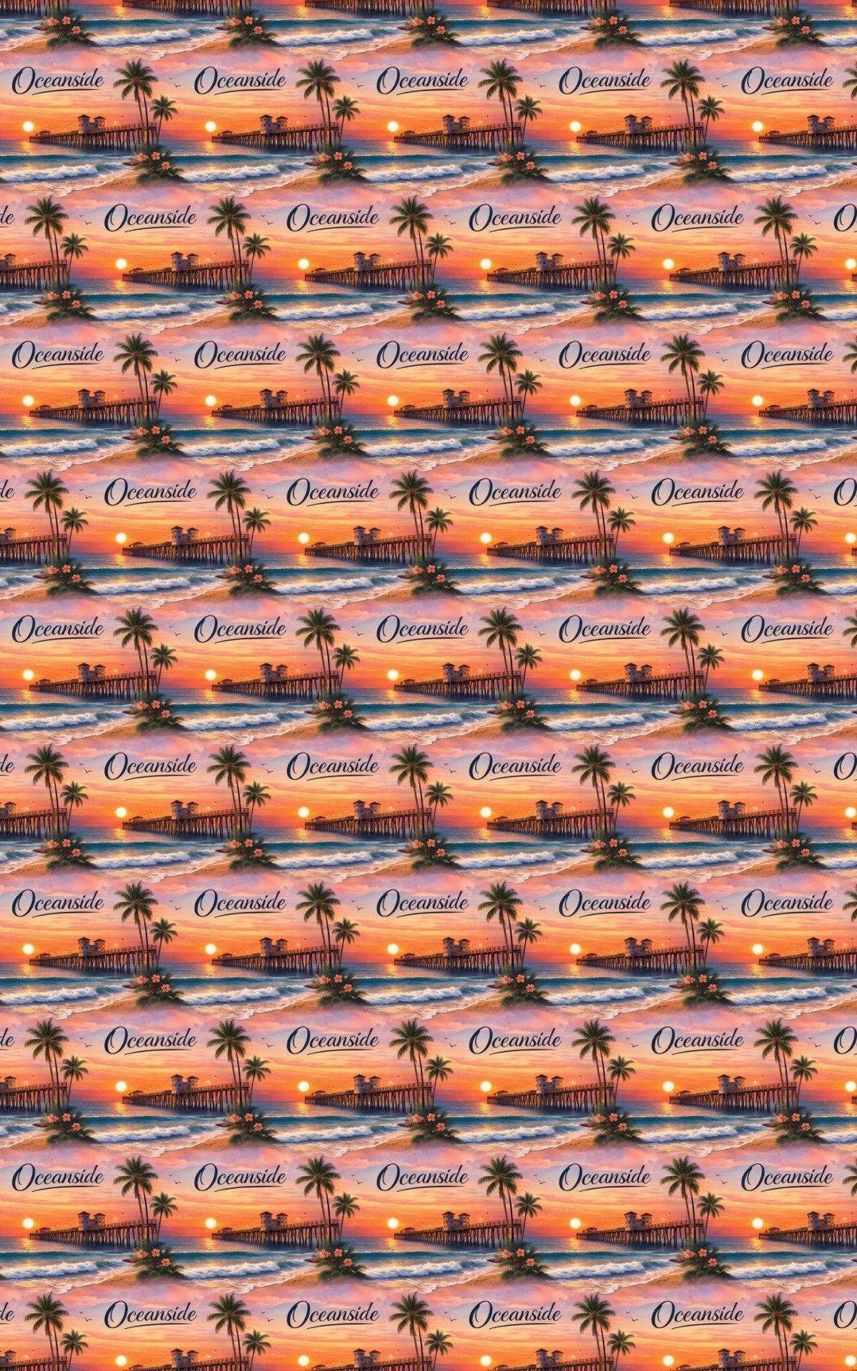 Oceanside Coastal Pier Glow Wrapping Paper