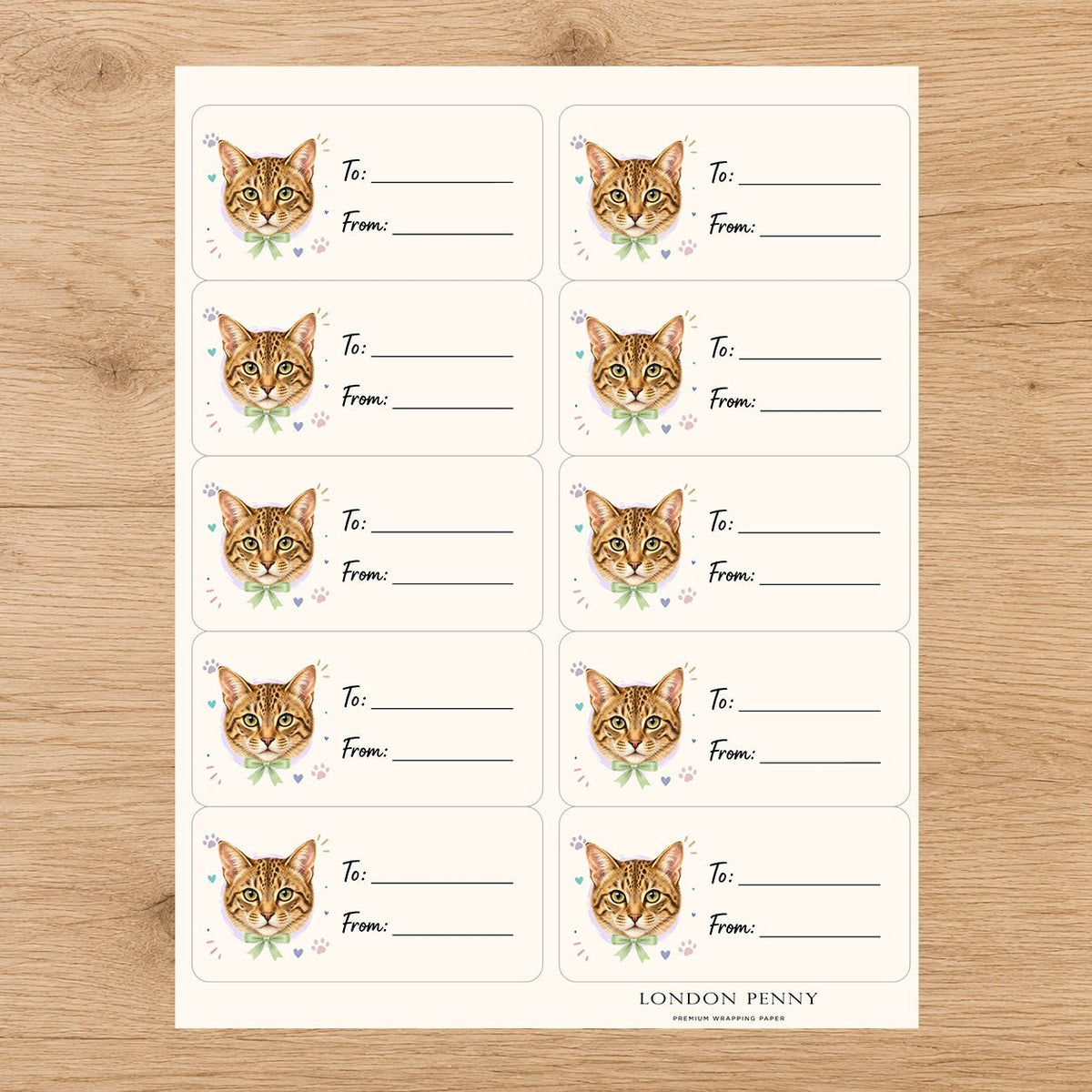 Ocicat Purrfectly Yours Gift Tag Sticker Sheet
