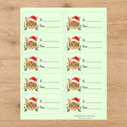 Ocicat Santa Paws Gift Tag Sticker Sheet