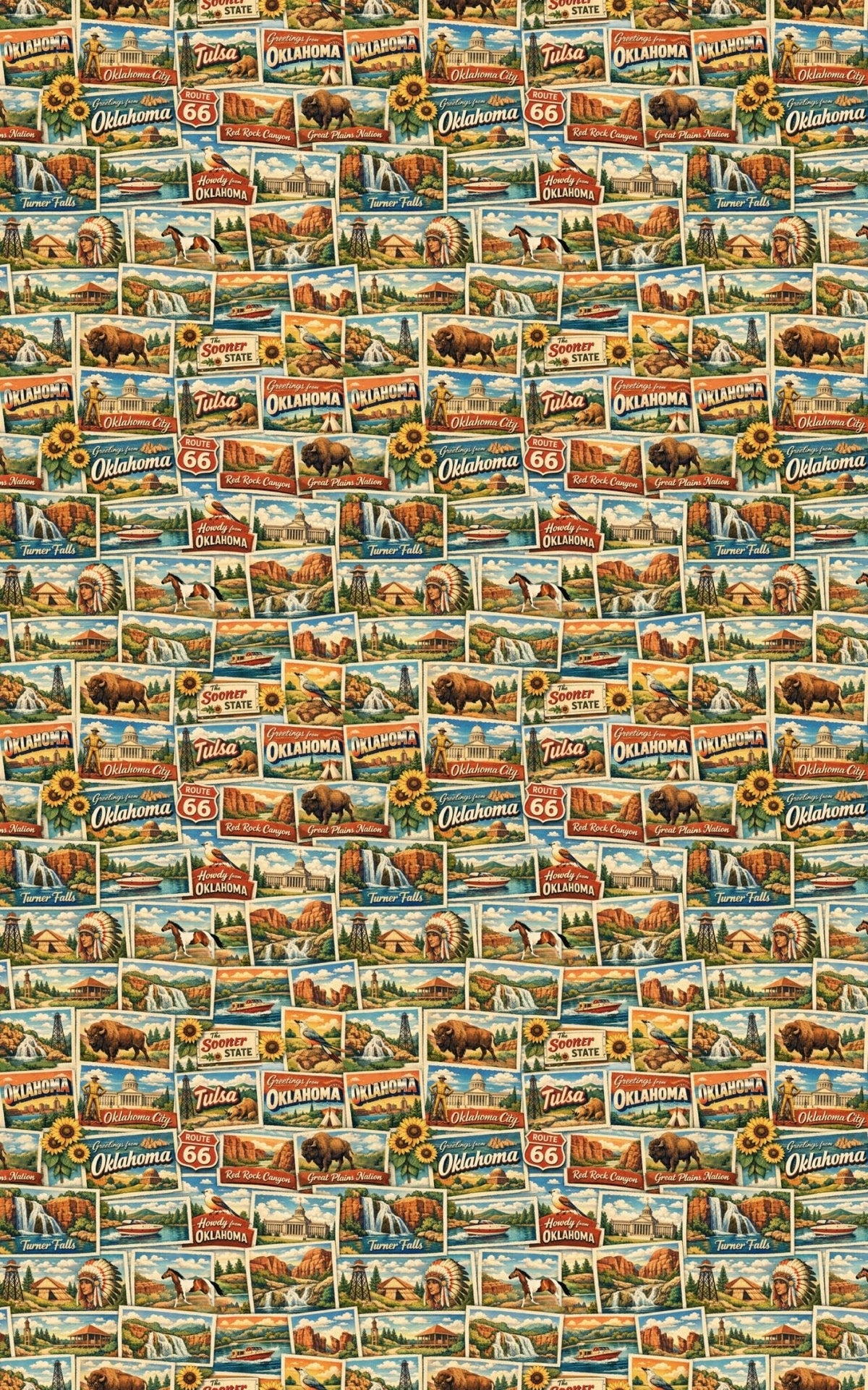 Oklahoma Postcard Memories Wrapping Paper