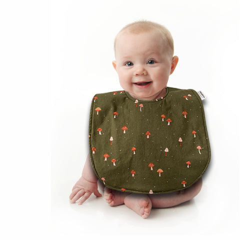 Olive Mushroom Baby Bib