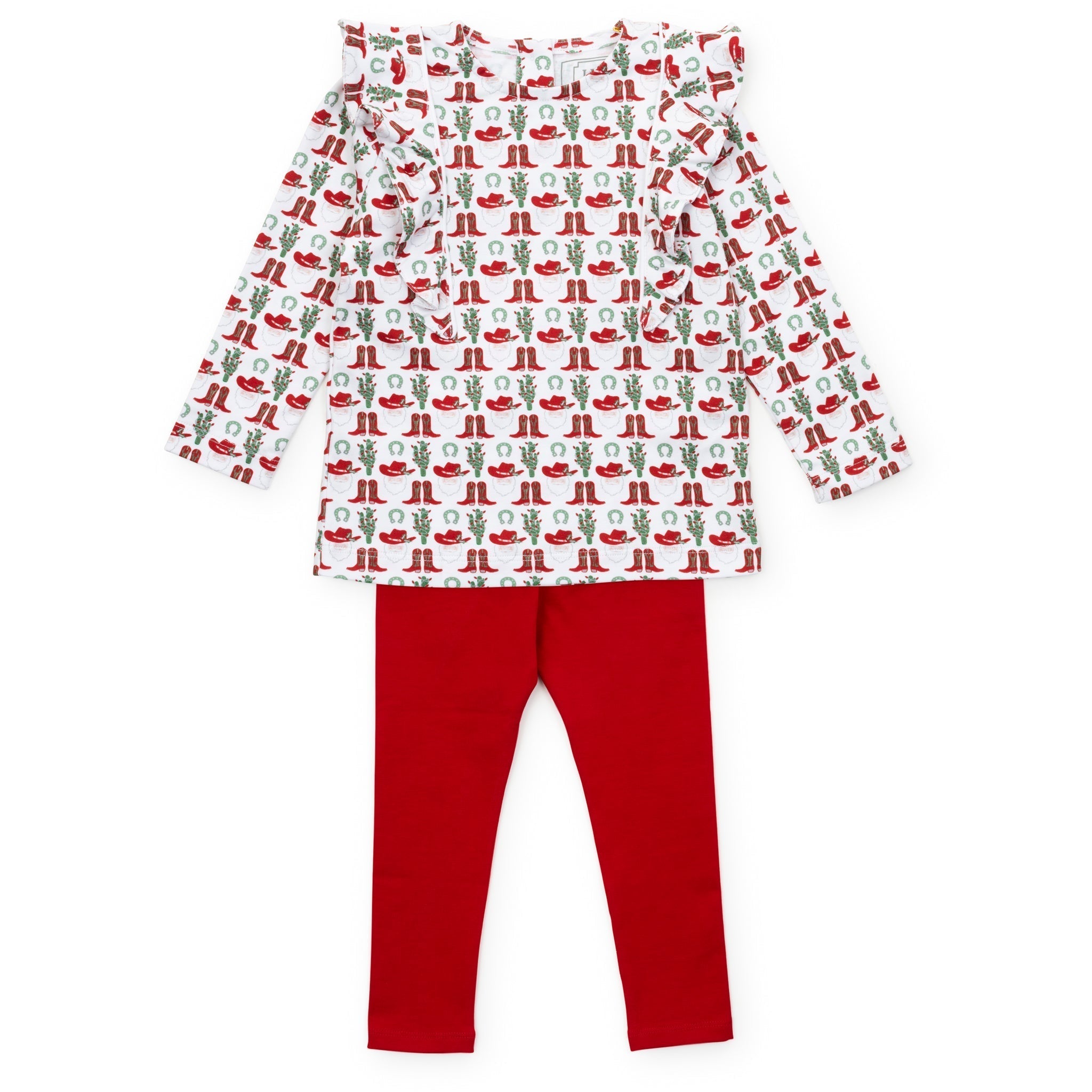 Olive Set Girls' Legging Set Cowboy Christmas