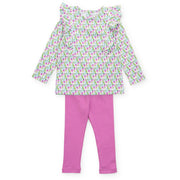 Olive Set Girls' Legging Set Mod Holiday Pink