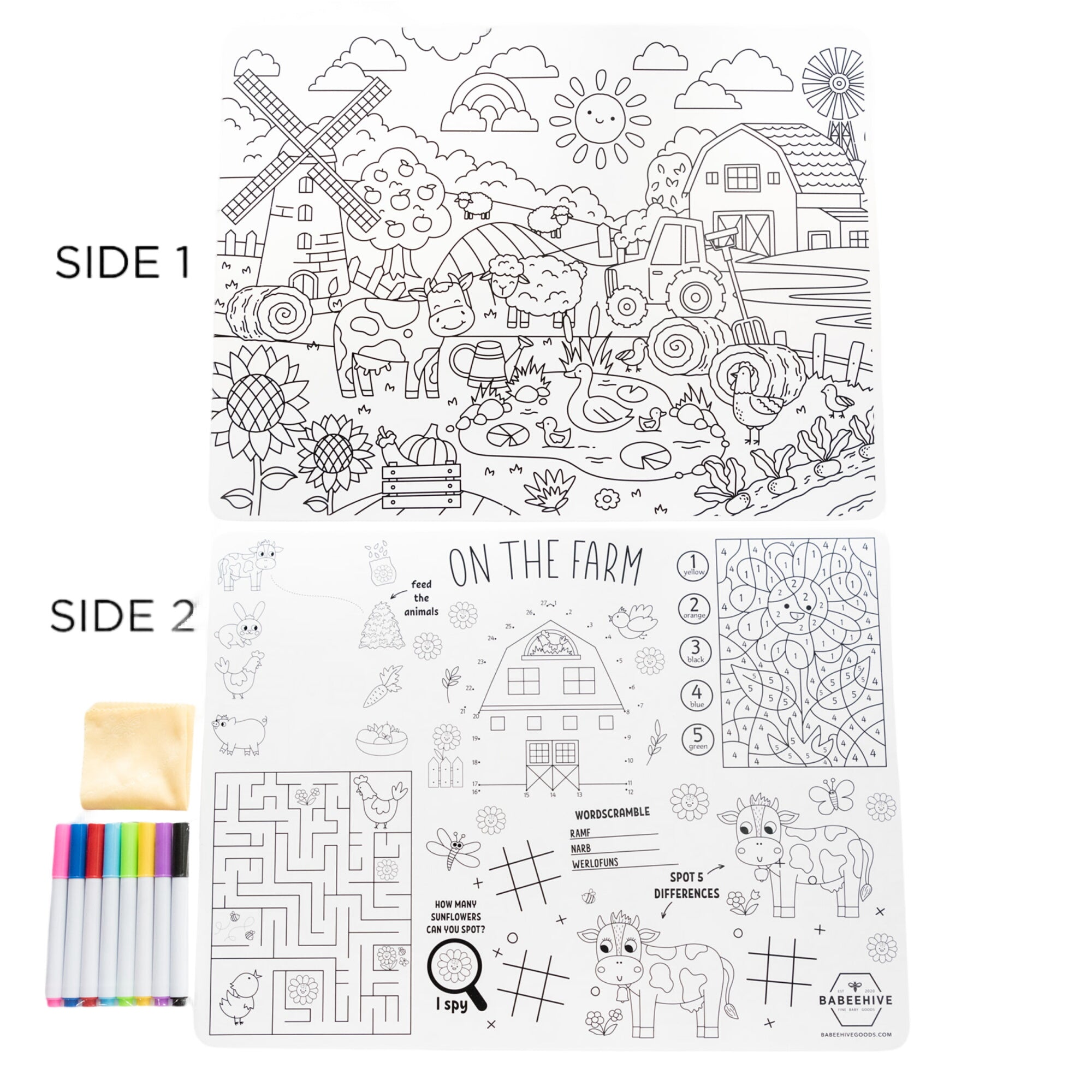 Silicone Reusable Coloring Placemat - 5 New Designs