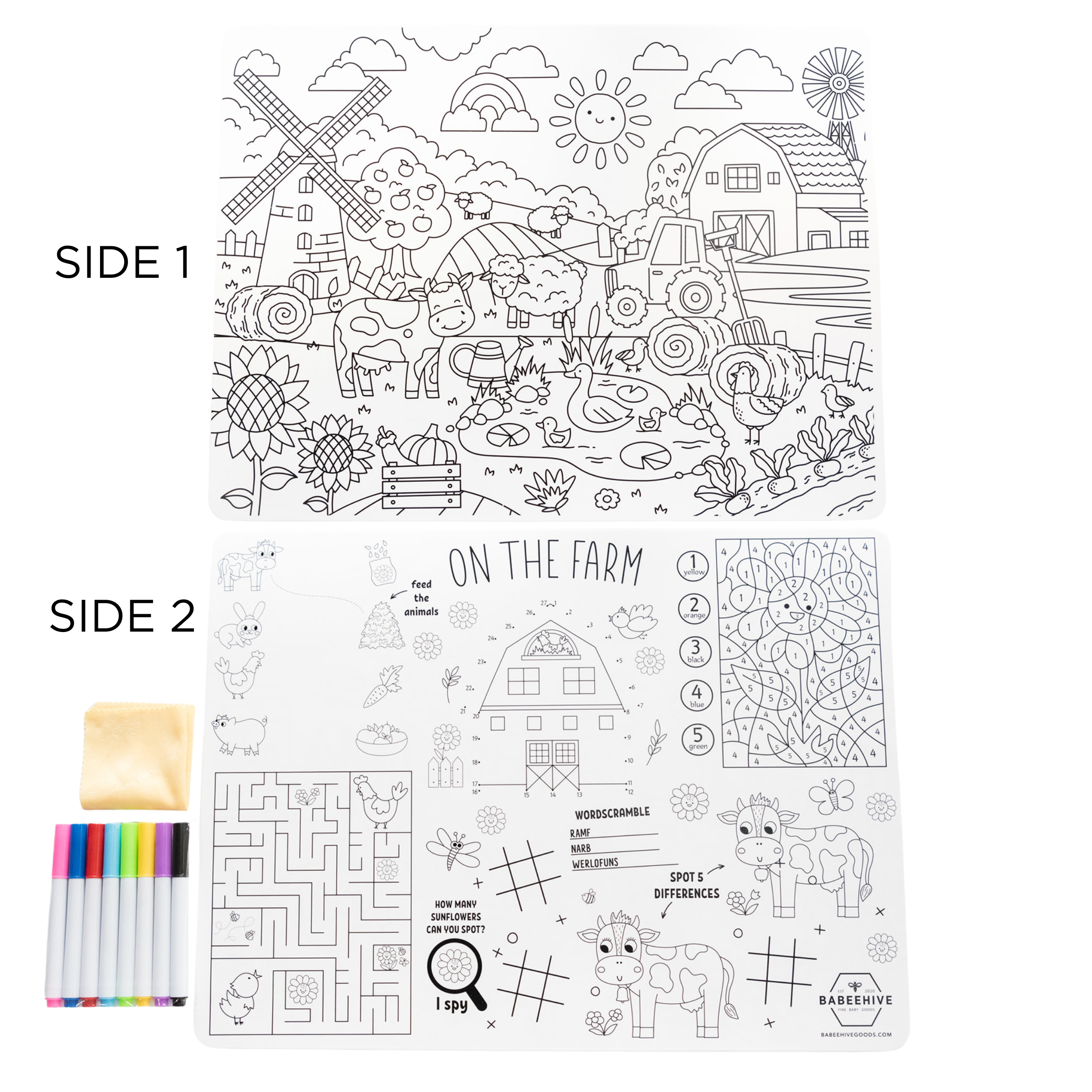 Silicone Reusable Coloring Placemat - 5 New Designs