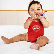 100% Airlume Combed, Ring-spun Cotton Onesie  - Crawl Walk Run (size 6-12 Mo)