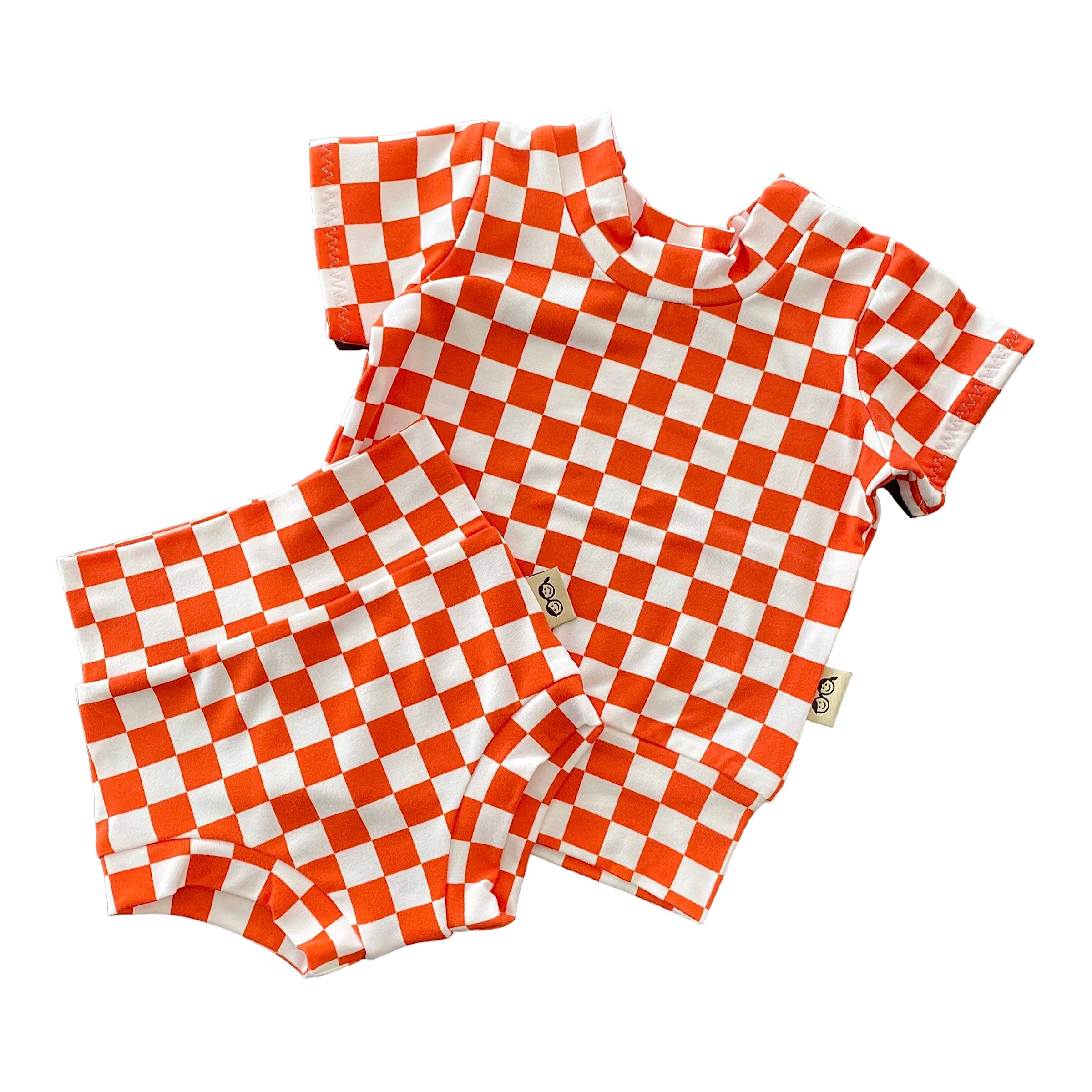 Orange Retro Checkered Summer Lounge Set