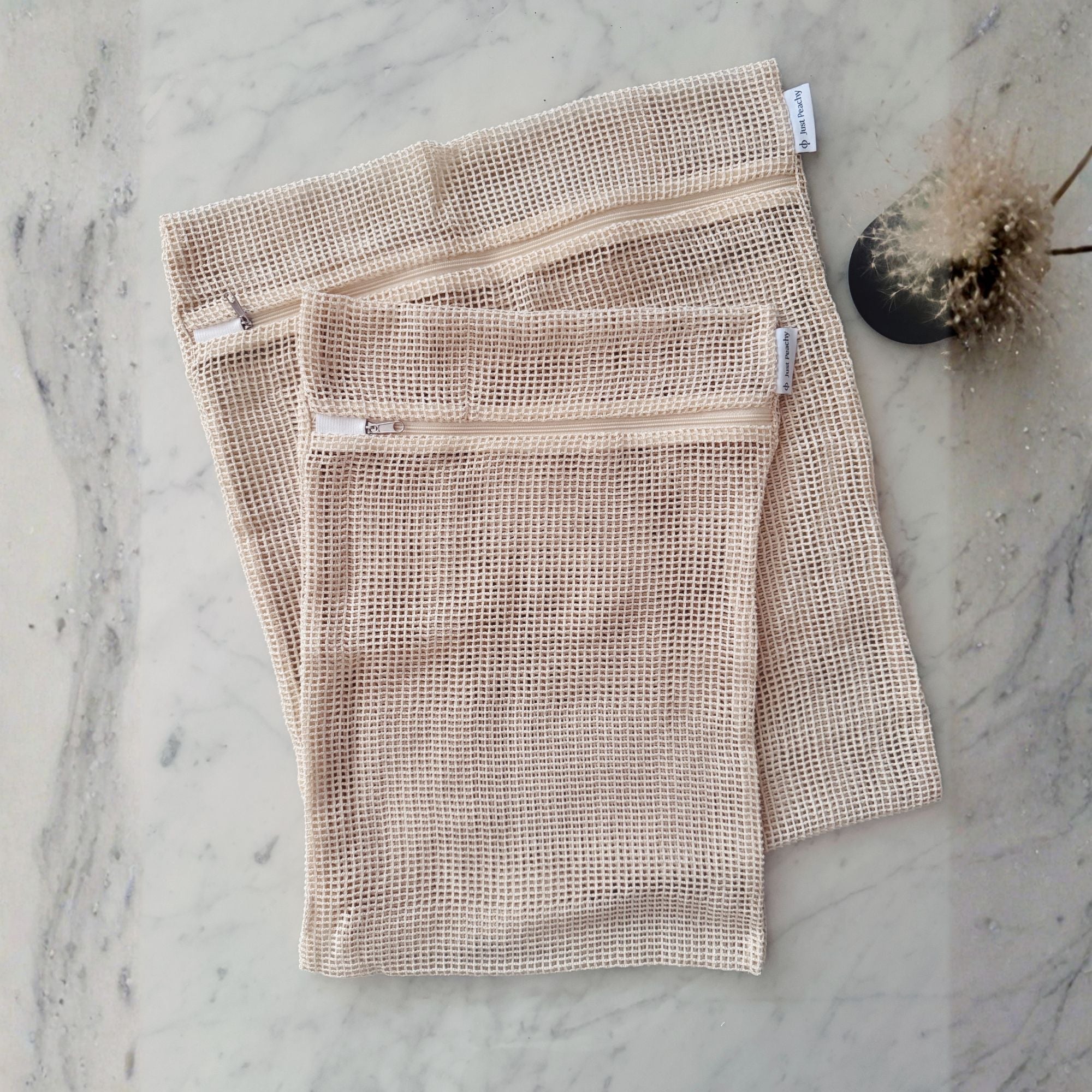 Organic Cotton Mesh Laundry Bags For Delicates - Pack Of 2
