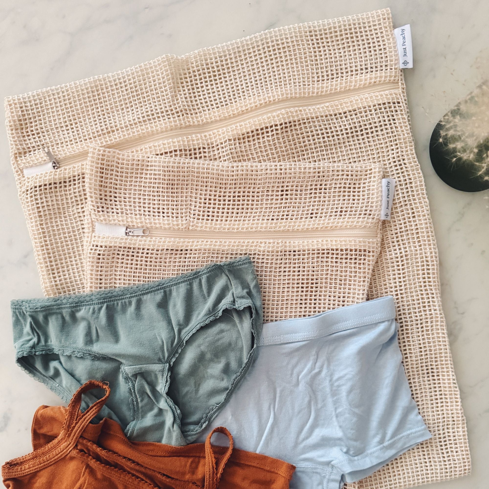 Organic Cotton Mesh Laundry Bags For Delicates - Pack Of 2