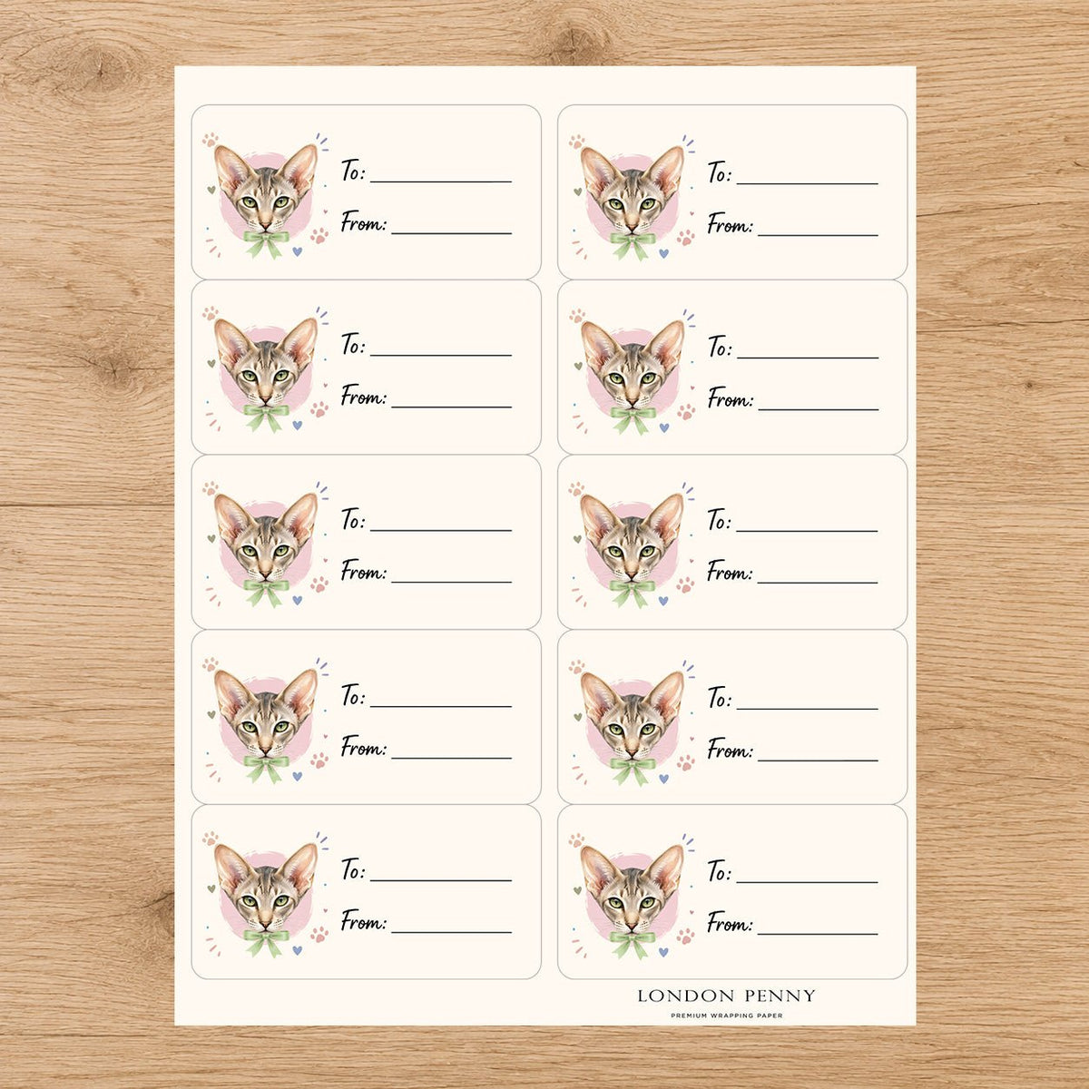 Oriental Shorthair Purrfectly Yours Gift Tag Sticker Sheet