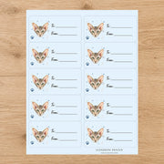 Oriental Shorthair Pawprint Wishes Gift Tag Sticker Sheet
