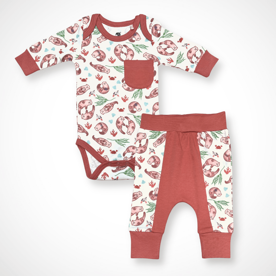 Otter Long Sleeve Bodysuit And Pant | Organic Pima Cotton