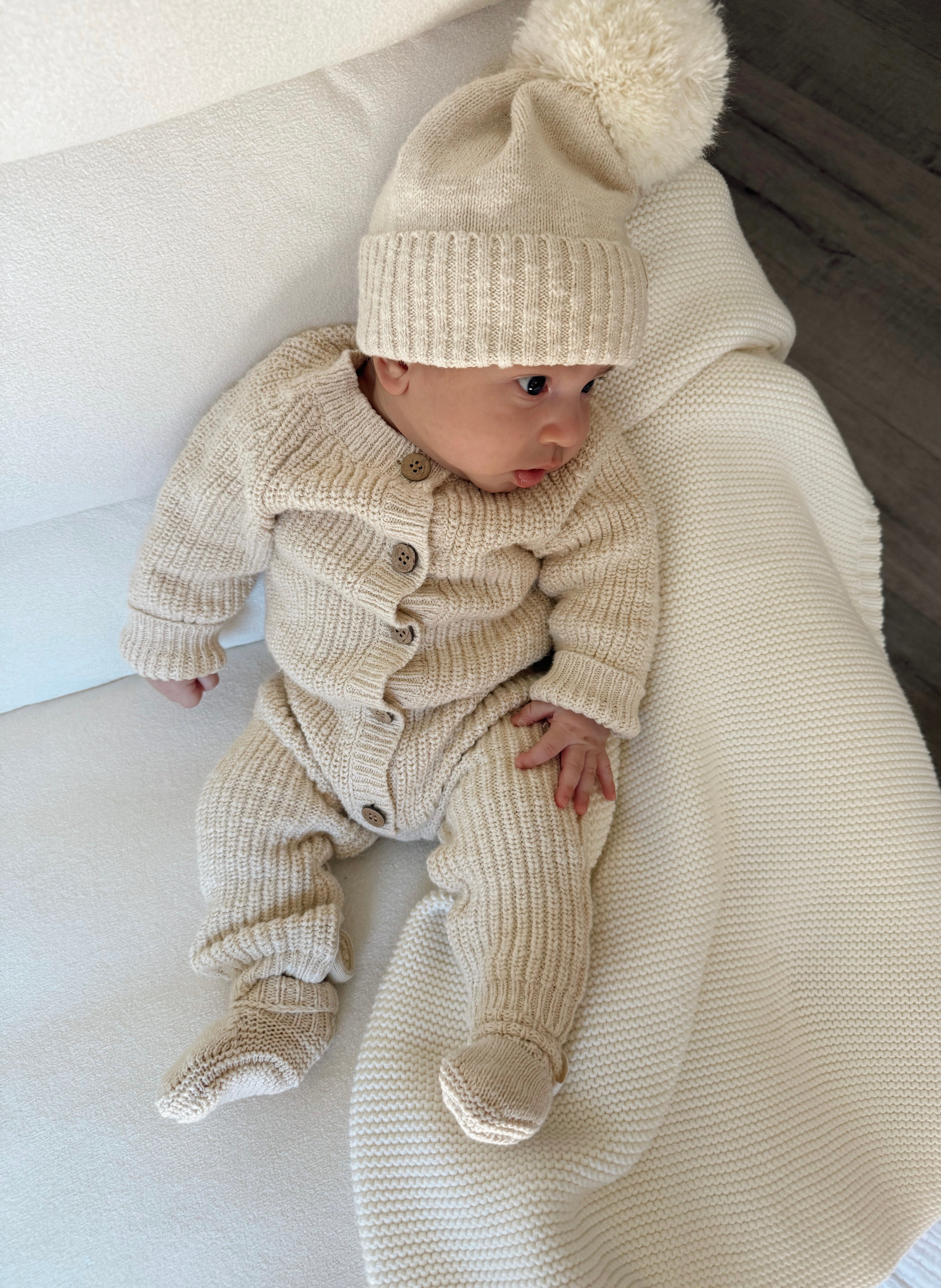 Luna + Luca Pom Beanie - French Cream