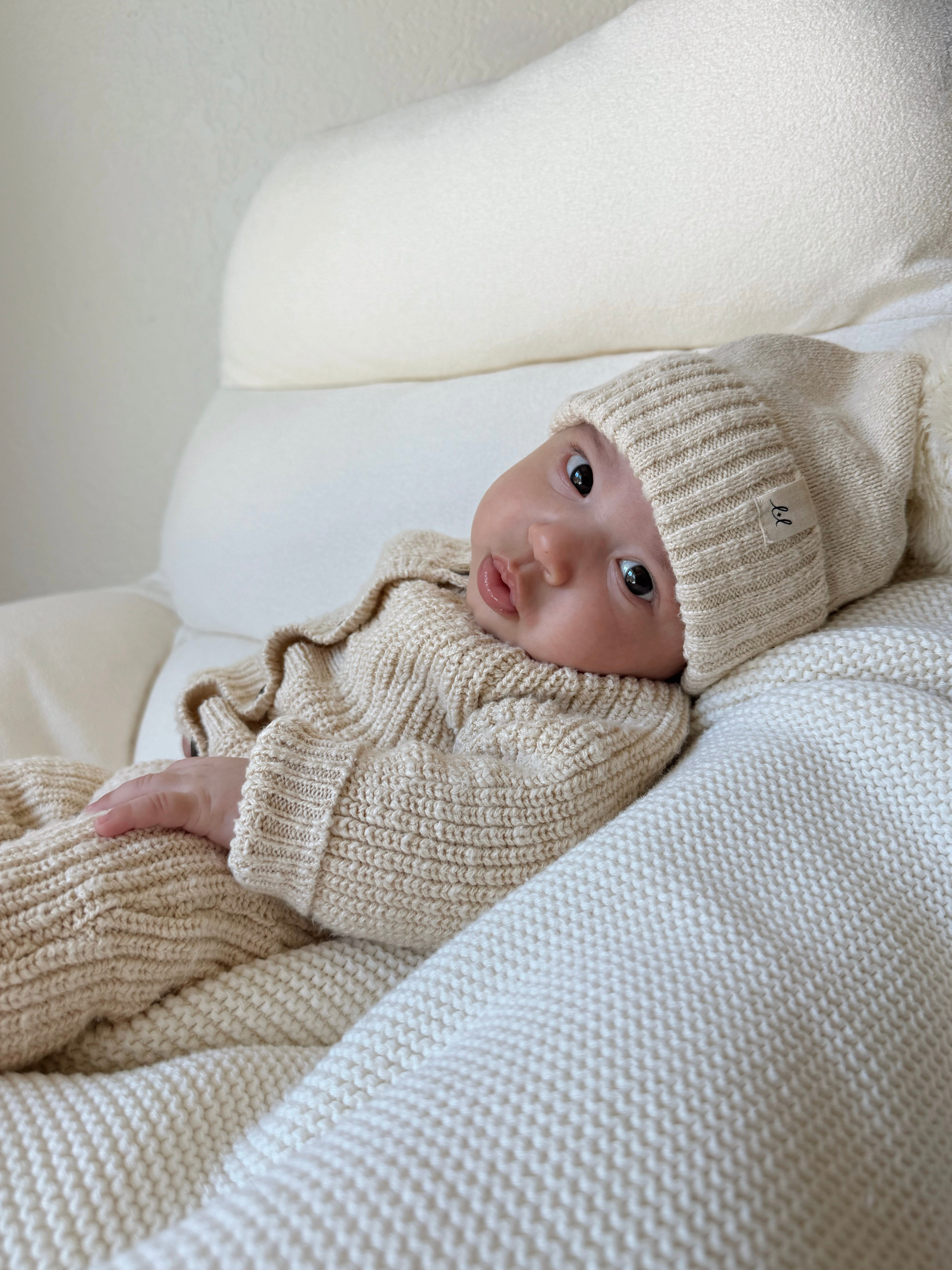 Classic Chunky Knit Jumpsuit - French Cream