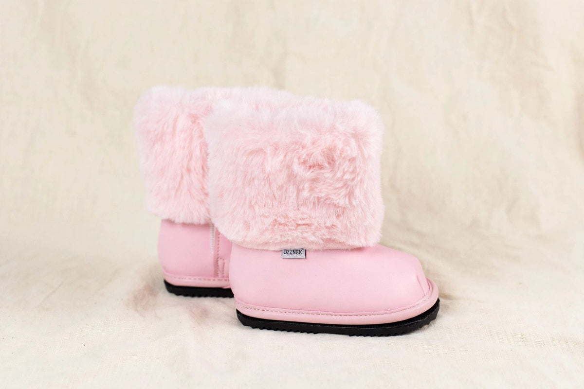 Pink Velvet Barefoot Ankle Boot Topper | Ozznek Removable Sole Shoes