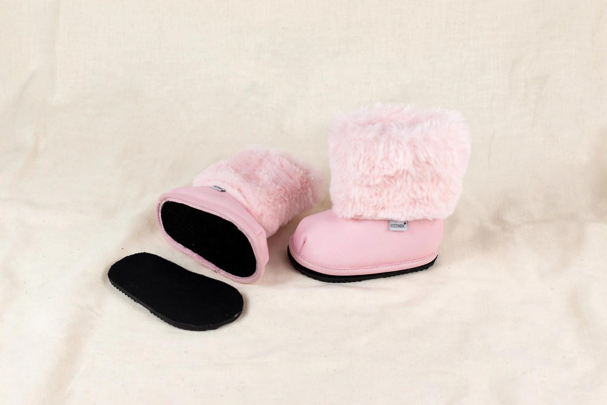 Pink Velvet Barefoot Ankle Boot Topper | Ozznek Removable Sole Shoes