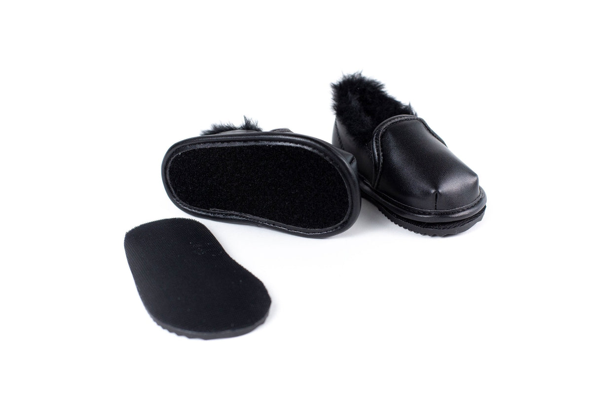 Black Faux-fur Barefoot Shoe Topper | Ozznek Removable Sole Shoes