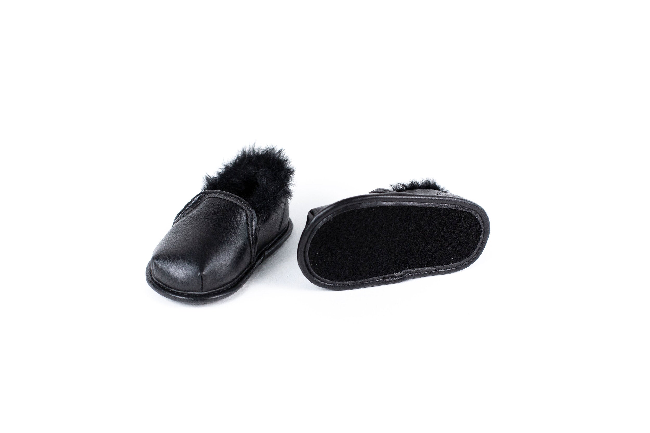 Black Faux-fur Barefoot Shoe Topper | Ozznek Removable Sole Shoes