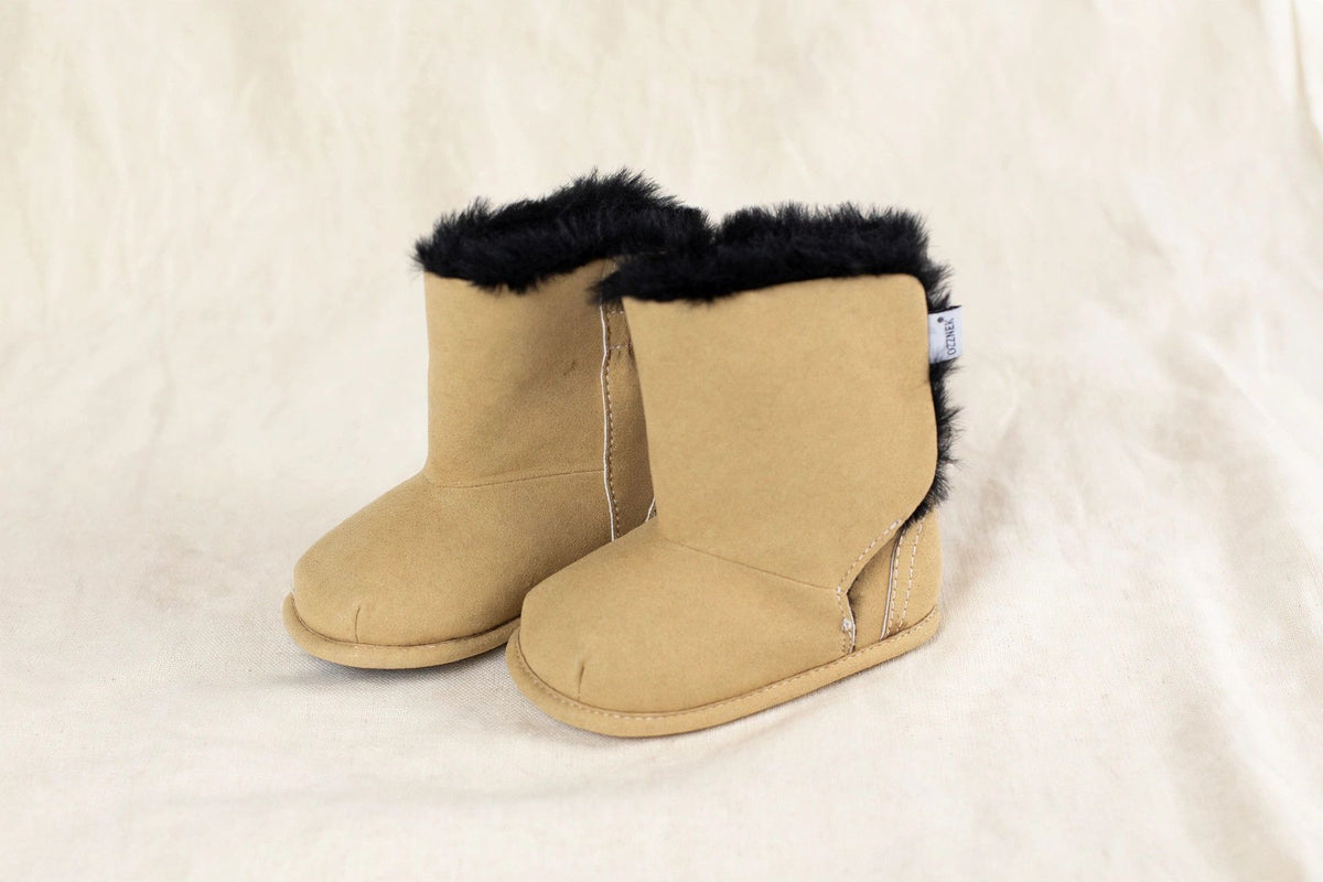 Brown Faux-fur Barefoot Boot Topper | Ozznek Removable Sole Shoes