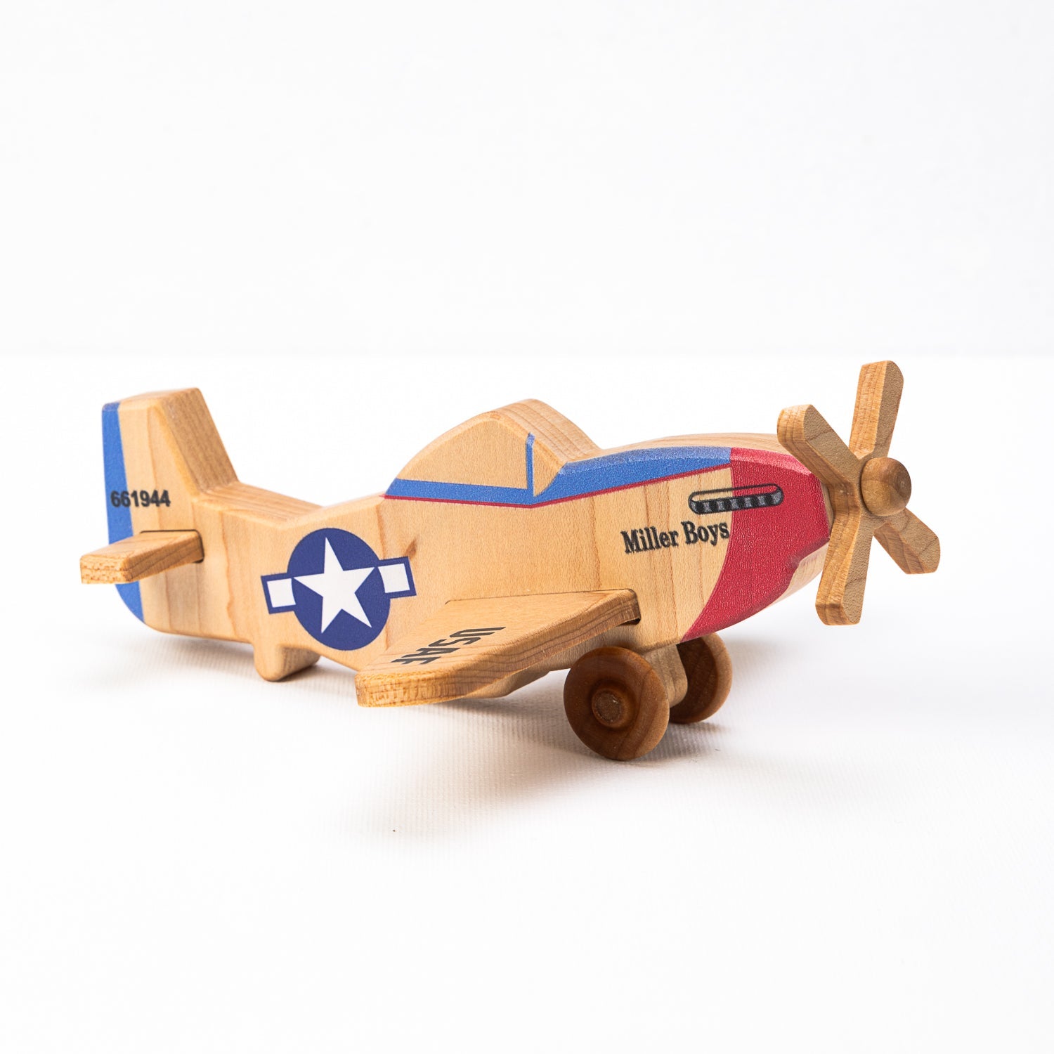 Wwii Classic P-51 Mustang Wooden Toy Airplane | Educational Montessori | Eco-friendly Hardwood | Made In The Usa 🇺🇸