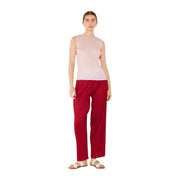Pleated Classic Straight Long Pants - P01bs_maroon Red