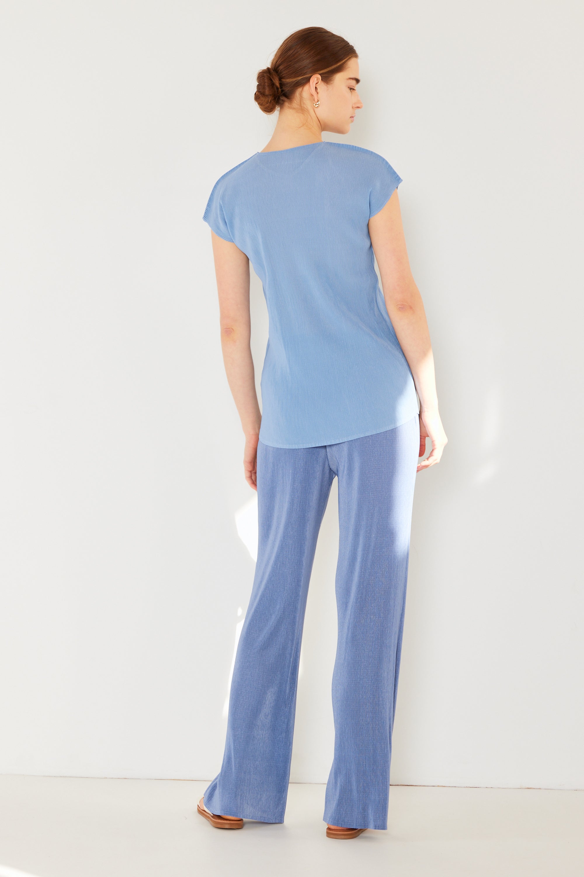Pleated Long Pants W/ Slight Flare - P02bl_periwinkle