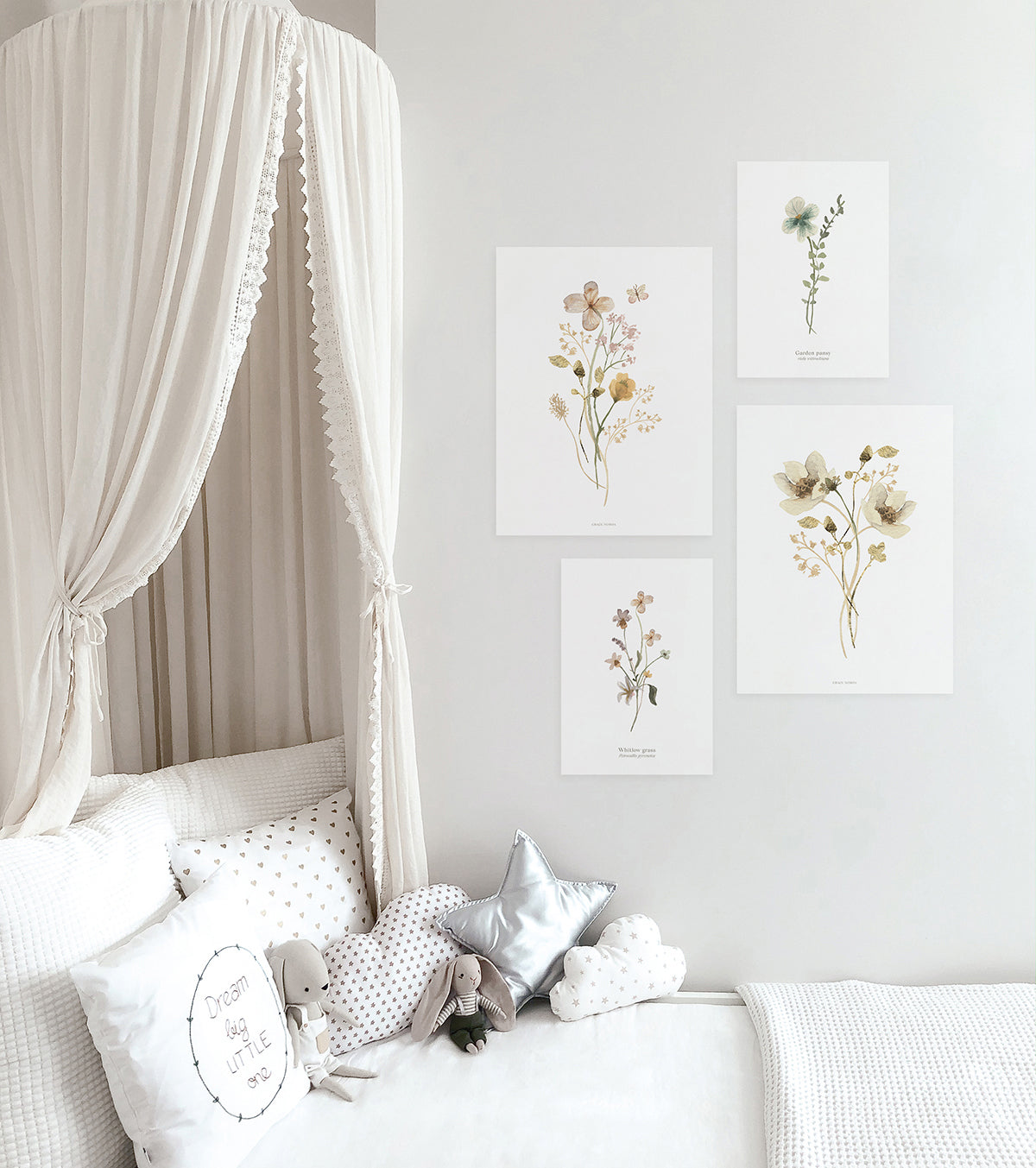 Mademoiselle - Set Of 4 Art Prints - Botanical Flowers