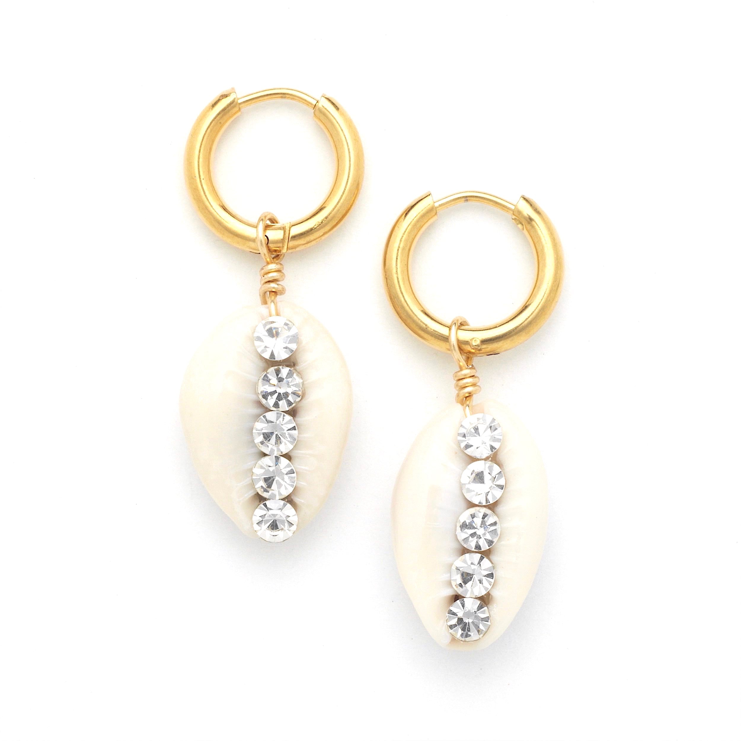 Hailey Cowrie Shell Hoop Earrings