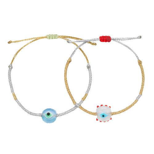 Metallic Clear Murano Evil Eye Bracelet