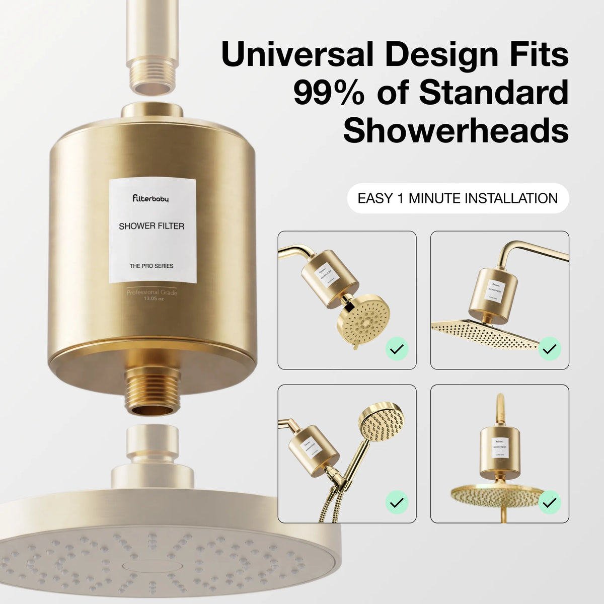 Filterbaby Pro Series Titanium Aluminum Shower Filter