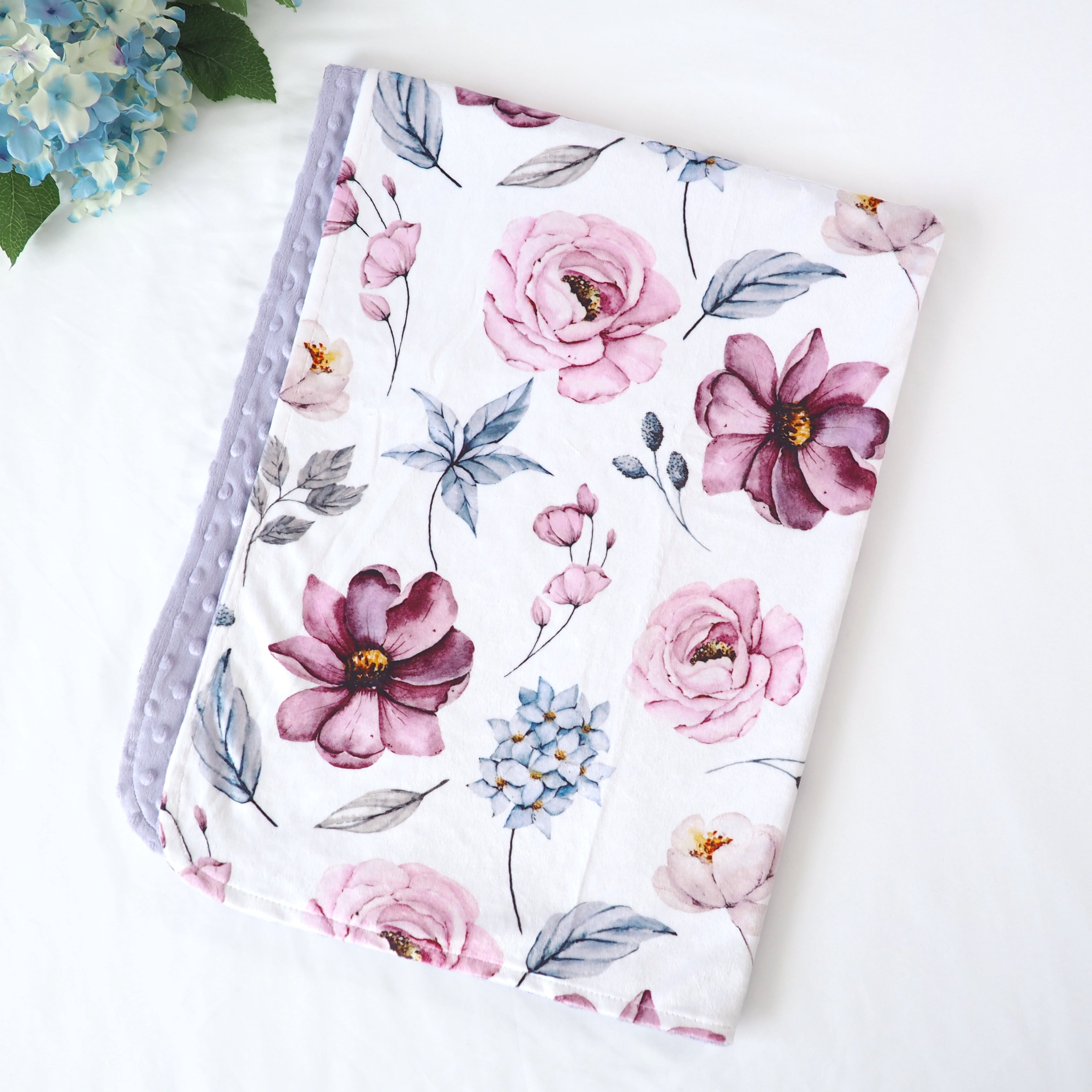 Minky Baby Blanket Vintage Floral