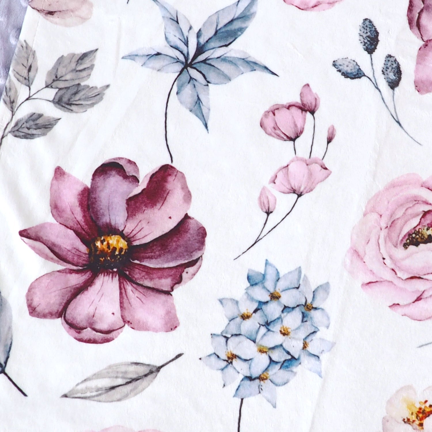 Minky Baby Blanket Vintage Floral