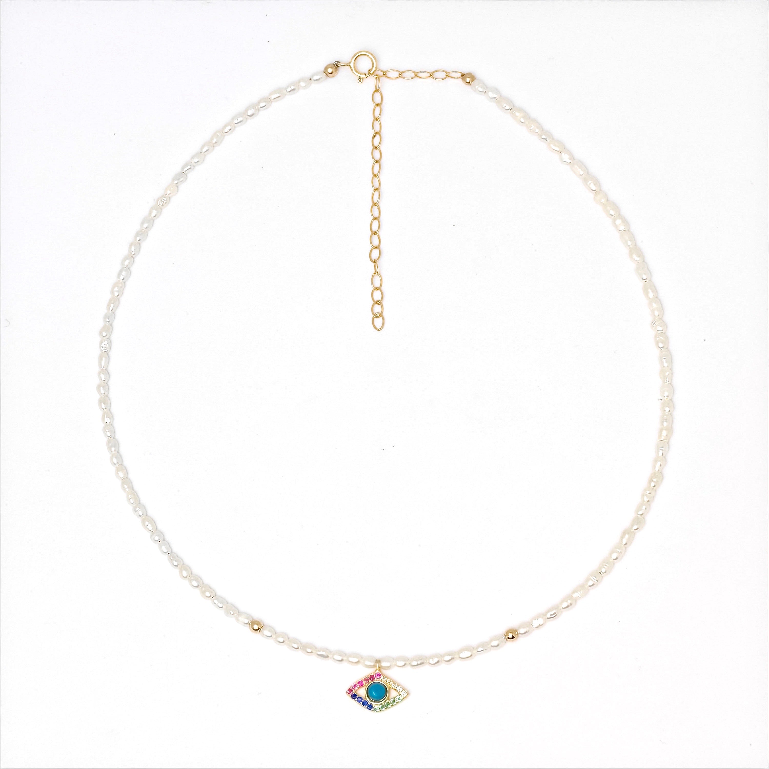 Charlotte Evil Eye Pearl Choker
