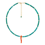 Turquoise & Coral Dagger Choker