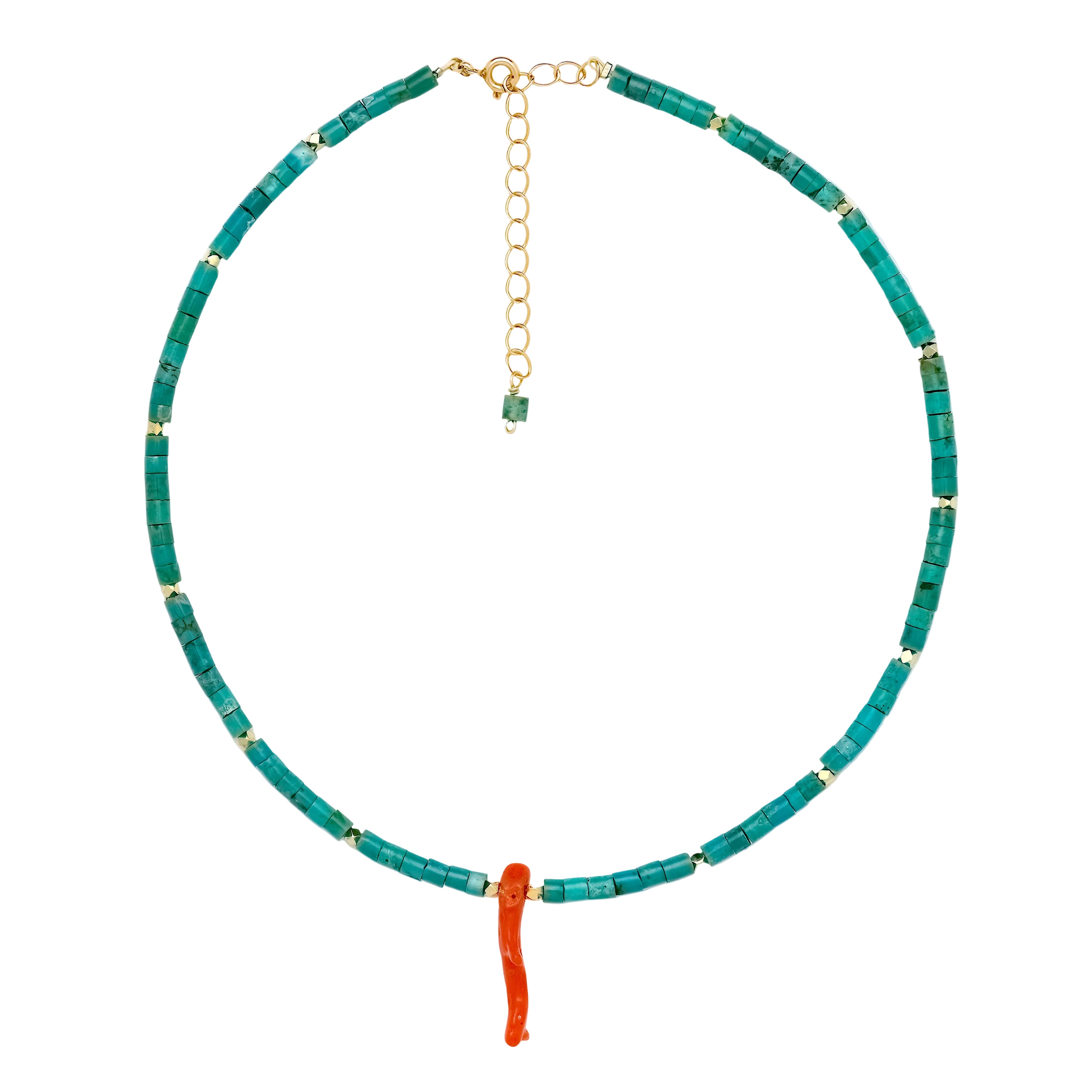 Turquoise & Coral Dagger Choker