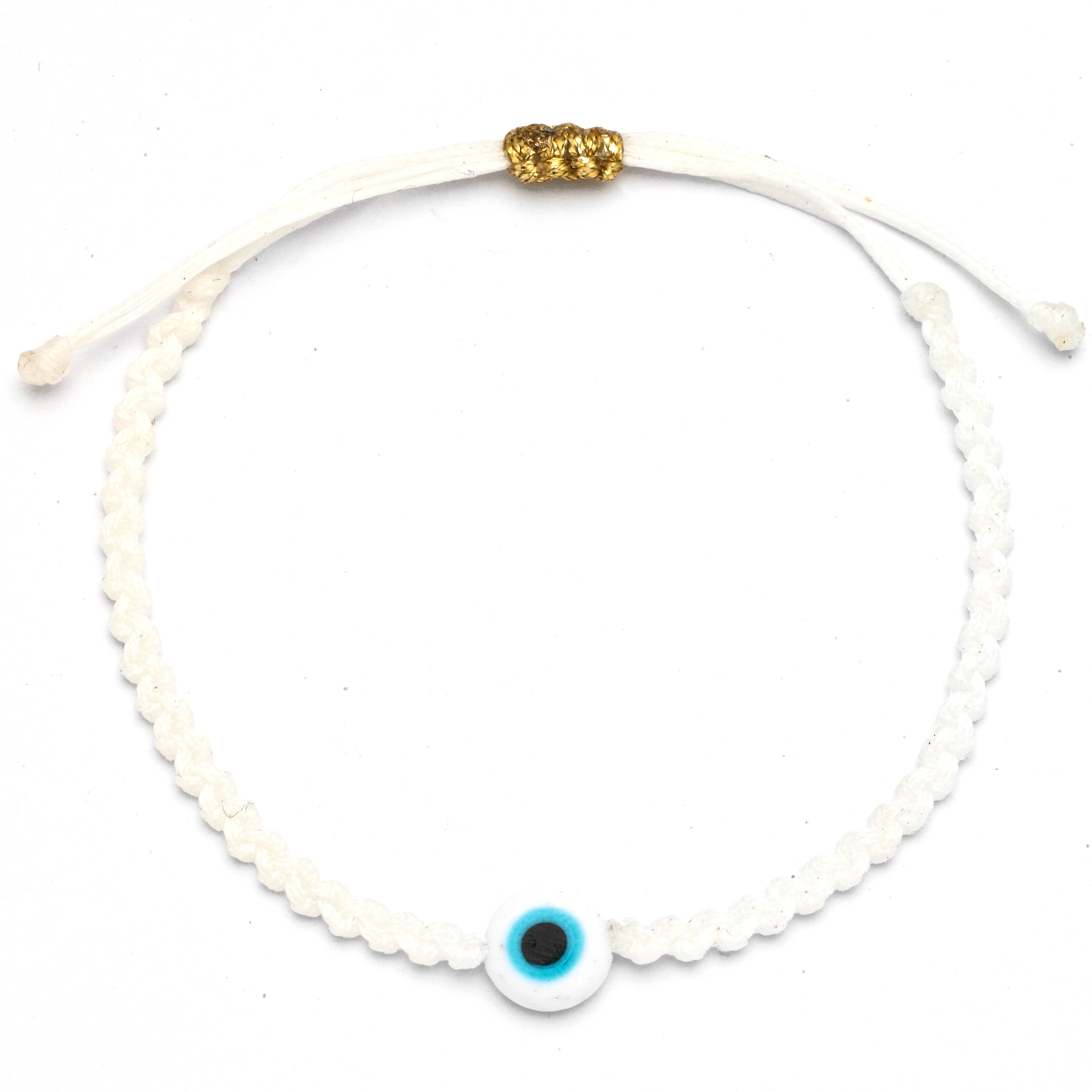 Anna Kaiser X Oiya: White Evil Eye Braided Bead Bracelet