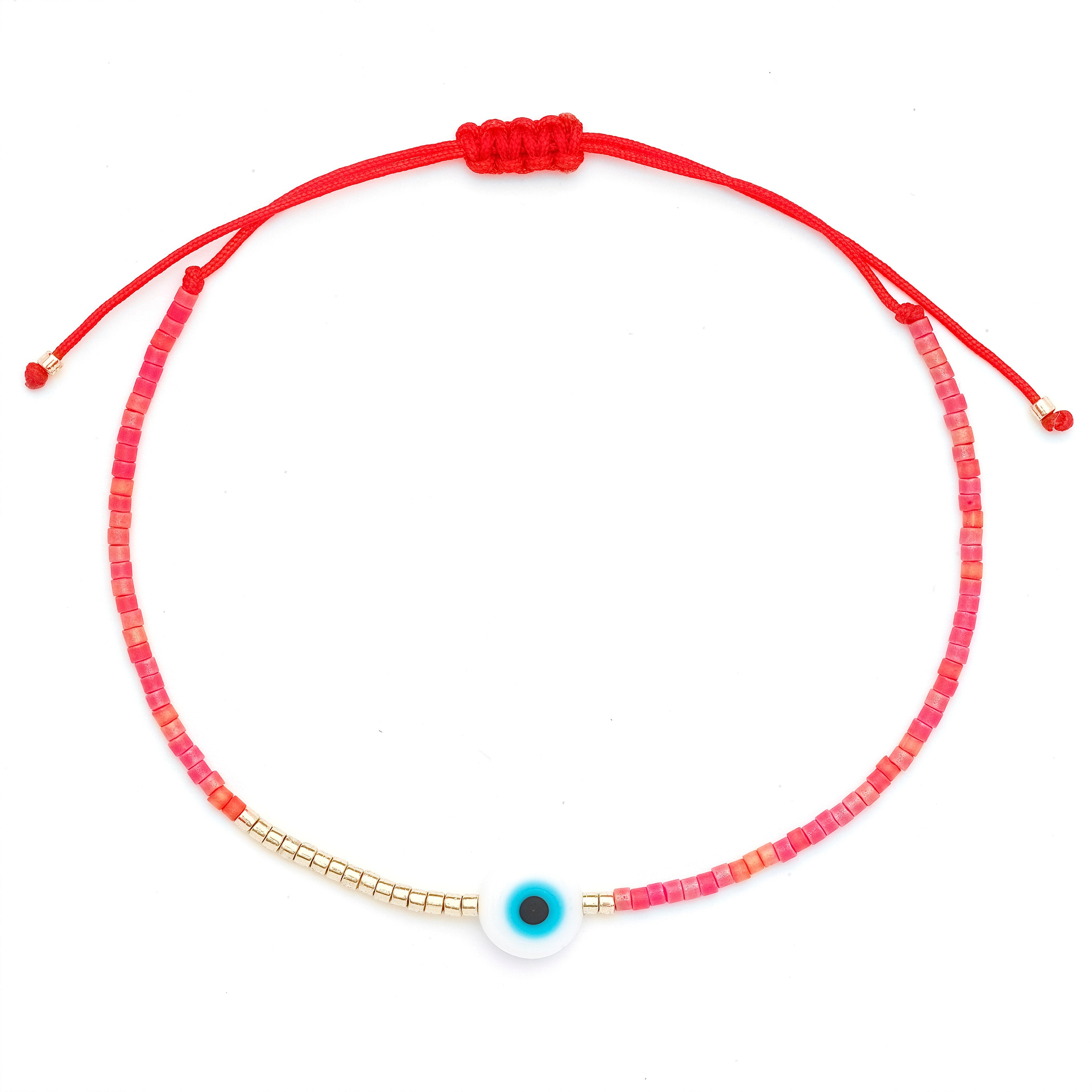 Pink Evil Eye Beaded Bracelet