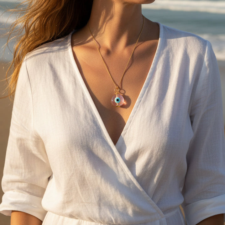 Ballerina Evil Eye Pendant Necklace